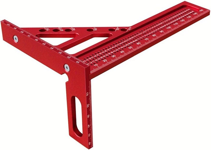 مربع نجارة الألومنيوم ثلاثي الأبعاد مع مسطرة مزدوجة القياس وقلم تحديد الدرجات - Image 4