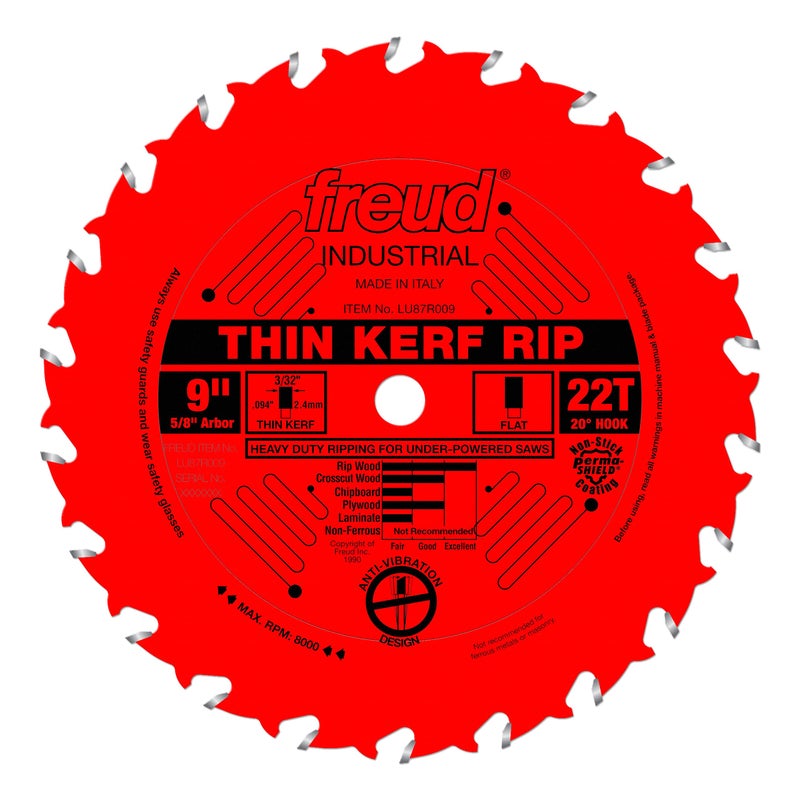 Freud LU87R009: 9" Thin Kerf Rip Blade - Image 1