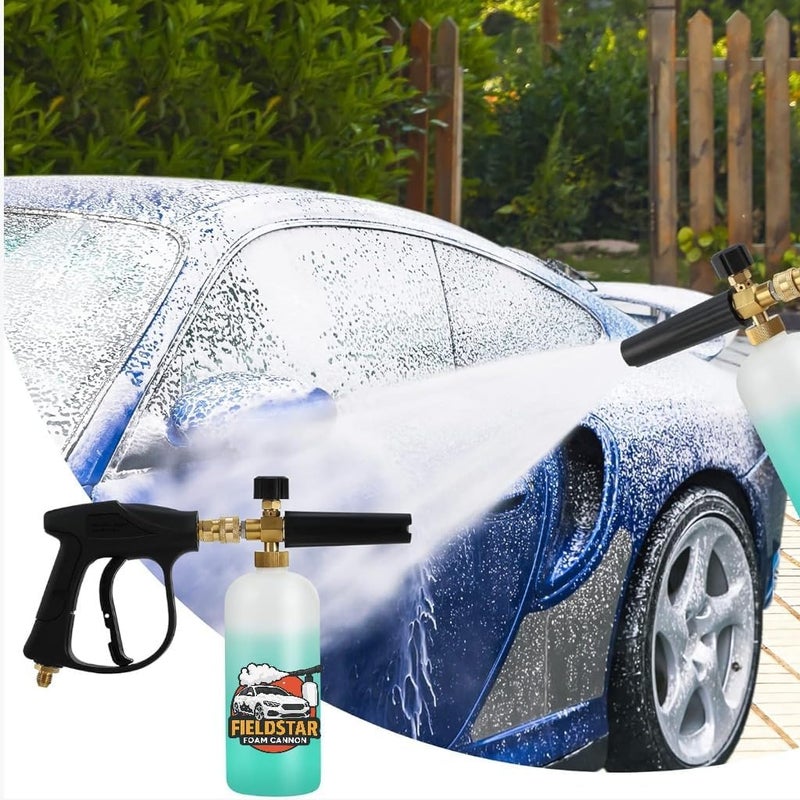 FIELDSTAR Pressure Washer Gun with Foam Cannon | Car Wash Foam Gun with 1/4" Quick Connector | Includes 5 Spray Nozzles & 1-Litre Bottle - Image 3