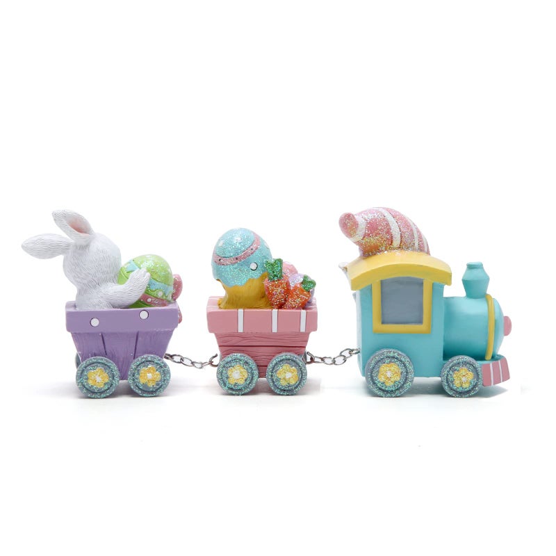 Hodao 8.75" Easter Gnomes Train Figurines Decoration Spring Bunny Decor Handmade Train Figurines Gift - Easter Party Table top Figurines Decor - Image 3