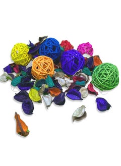 Promote Promote Potpourri Unscented 75Gm Pack Dried Leaves and Flowers and 3 inch 4 pcs DIY Craft Ball for Home Natural Decorations  - Image 1