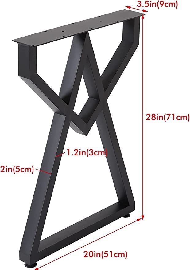 DECORILA Mordern Black Industrial Country Style Metal Dining Desk Legs Table Legs 2 Pack Metal Furniture Legs 28 X20 Cast Iron Bench Legs Office Legs - Image 3