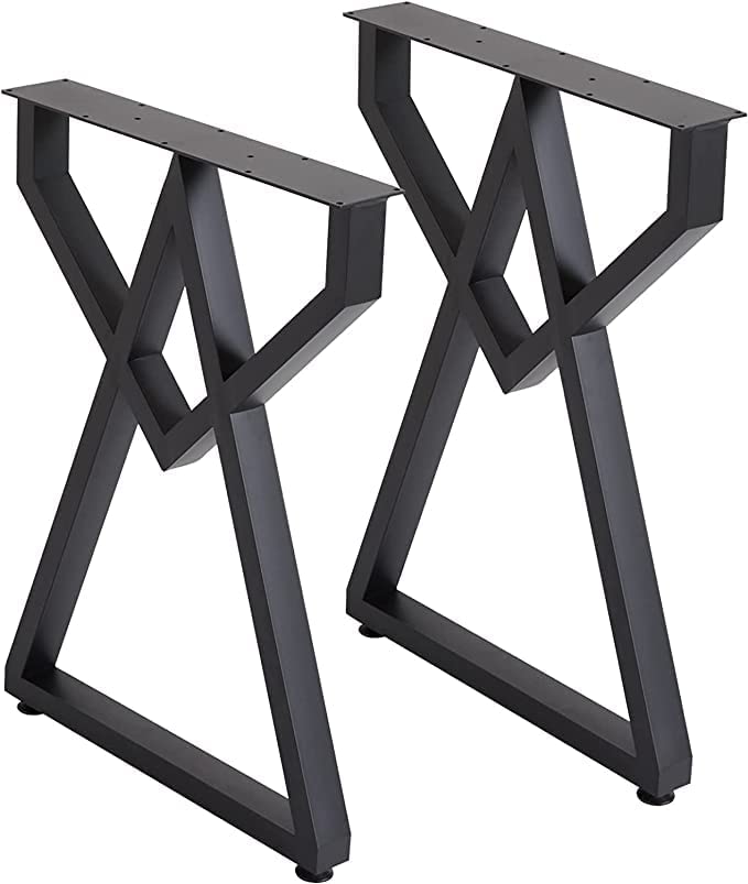 DECORILA Mordern Black Industrial Country Style Metal Dining Desk Legs Table Legs 2 Pack Metal Furniture Legs 28 X20 Cast Iron Bench Legs Office Legs - Image 1