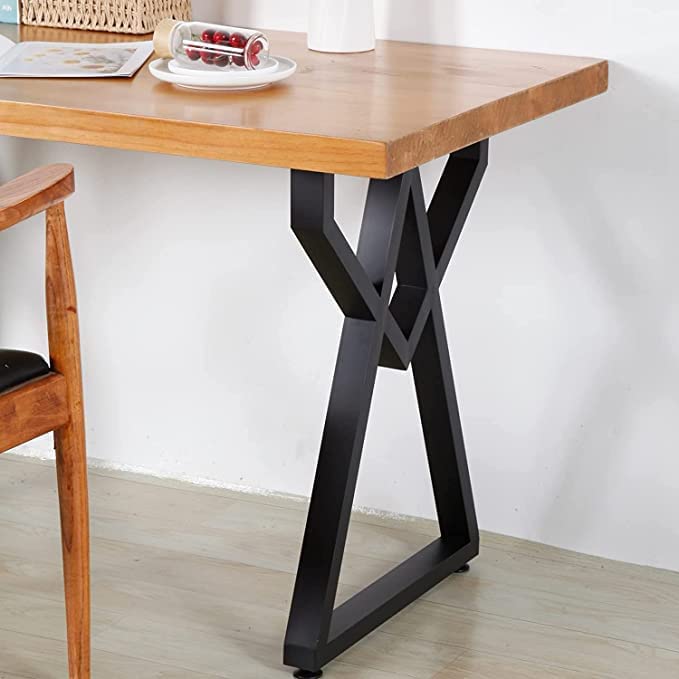 DECORILA Mordern Black Industrial Country Style Metal Dining Desk Legs Table Legs 2 Pack Metal Furniture Legs 28 X20 Cast Iron Bench Legs Office Legs - Image 4
