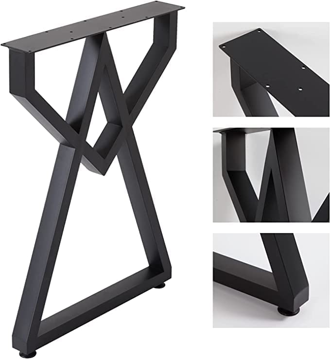 DECORILA Mordern Black Industrial Country Style Metal Dining Desk Legs Table Legs 2 Pack Metal Furniture Legs 28 X20 Cast Iron Bench Legs Office Legs - Image 5