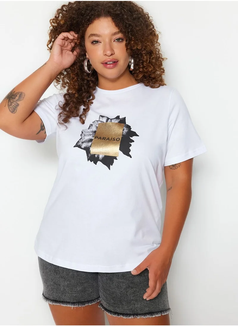 Trendyol Curve Crew Neck Printed T-Shirt