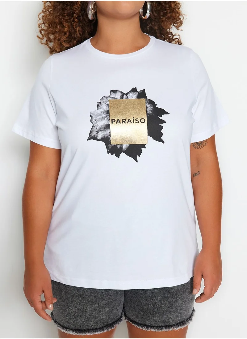 Trendyol Curve Crew Neck Printed T-Shirt