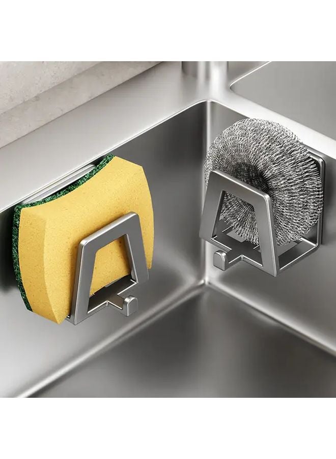 قطعتان خطافان رماديان ذات لاصق لتخزين الحوض، منظف مطبخ للإسفنج والصابون - Image 2