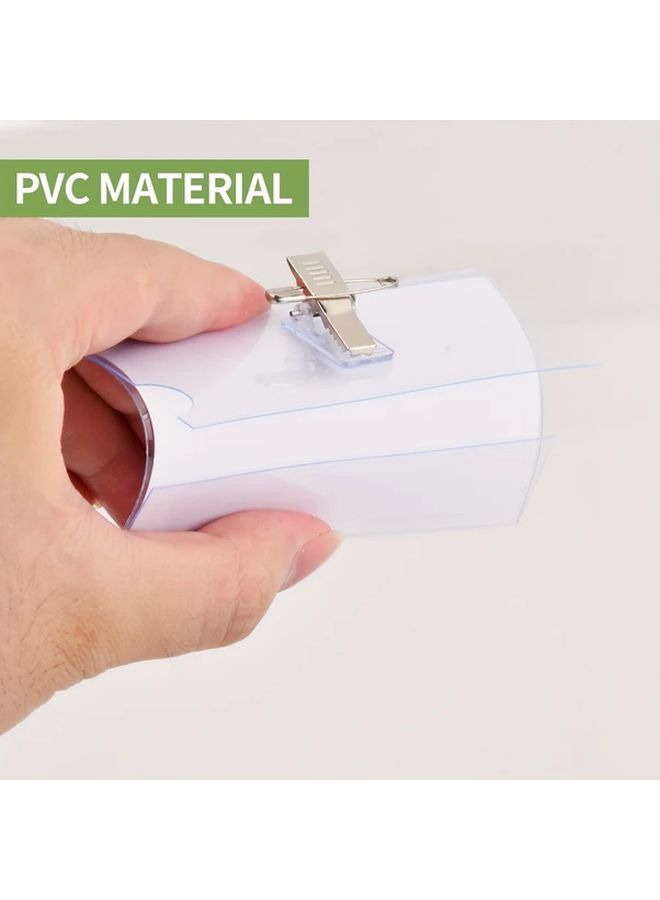 50 قطعة من حافظات البطاقات PVC، مشابك لاصقة، شارات تعريف، مزدوجة المرور، صدفة تقليدية صلبة مقاس 9 × 5.6 سم - Image 3