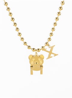 Stainless Steel Golden Necklace with Golden Baby Bear Pendant