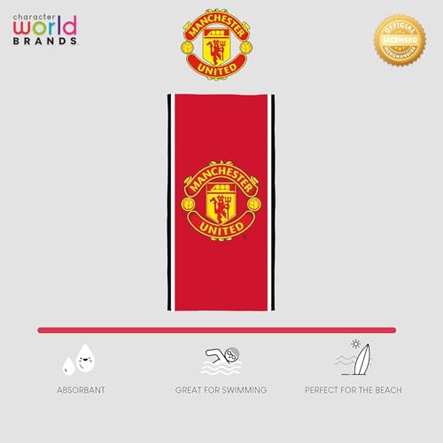 Character World Manchester United FC Official Cotton Towel, Soft Absorbent Beach and Bath Towel, 30 x 60 Inch, Quick Dry Towel for Gym Pool Travel and Fans - Image 4