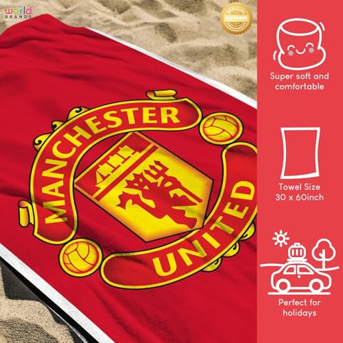 Character World Manchester United FC Official Cotton Towel, Soft Absorbent Beach and Bath Towel, 30 x 60 Inch, Quick Dry Towel for Gym Pool Travel and Fans - Image 5