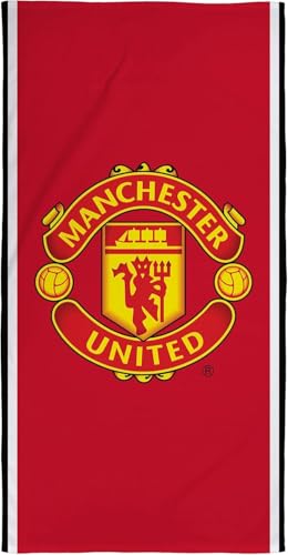 Character World Manchester United FC Official Cotton Towel, Soft Absorbent Beach and Bath Towel, 30 x 60 Inch, Quick Dry Towel for Gym Pool Travel and Fans - Image 1