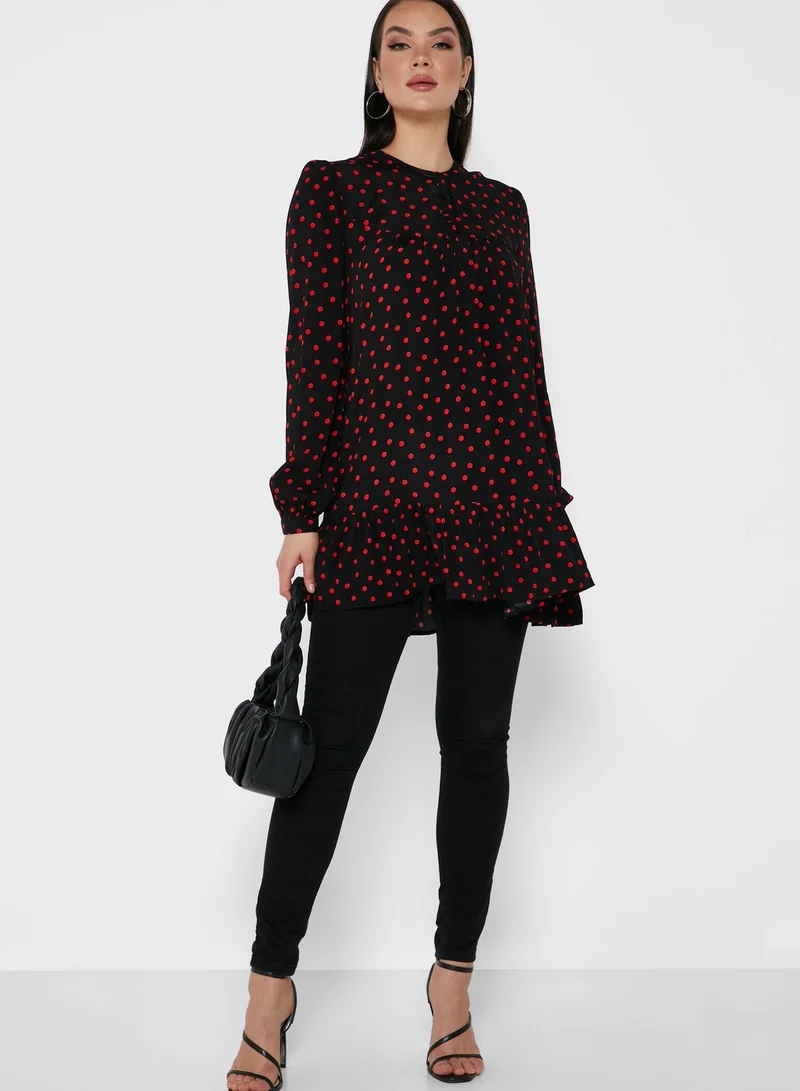 Jacqueline de Yong Printed Pleated Tunic Top