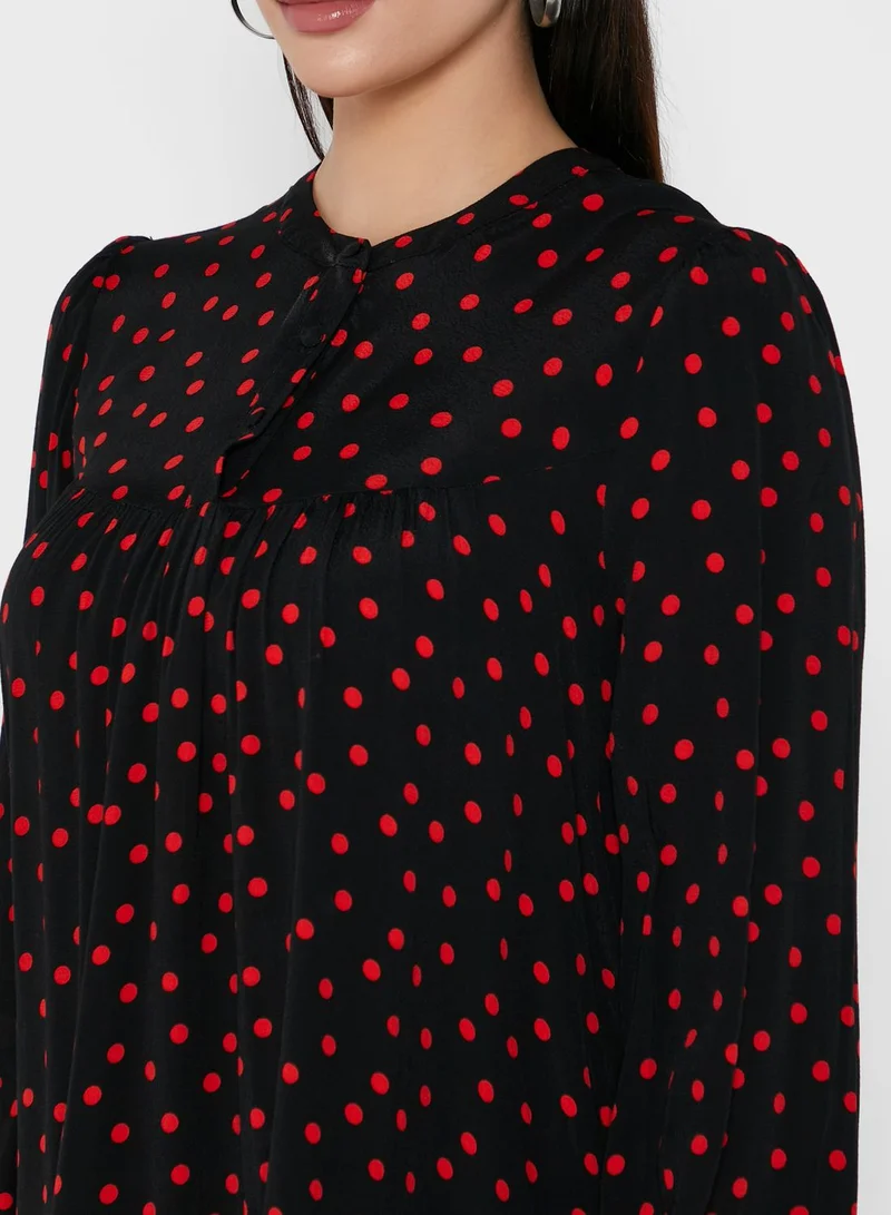 Jacqueline de Yong Printed Pleated Tunic Top