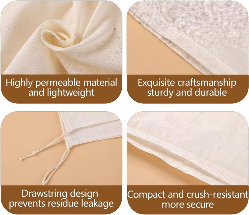 Lukdin 30 Pcs Natural Cotton Spice Bags for Cooking:4x6,6x8Reusable Tea Filters with Drawstring, Ideal for Straining Soups, Herb Sachets & Cold Brew (Food-Grade Cotton). (4x6"15pcs，6x8"15pcs) - Image 4
