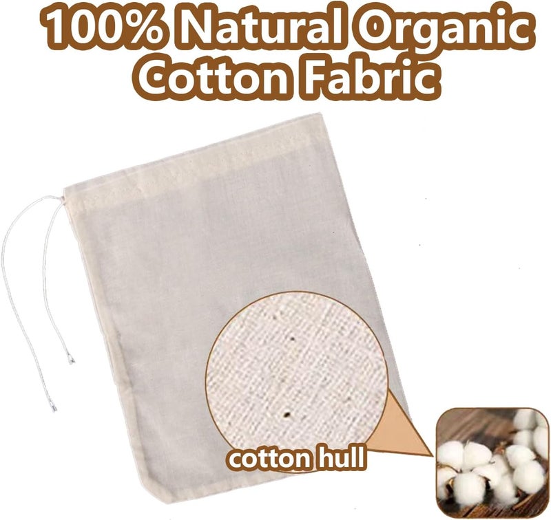 Lukdin 30 Pcs Natural Cotton Spice Bags for Cooking:4x6,6x8Reusable Tea Filters with Drawstring, Ideal for Straining Soups, Herb Sachets & Cold Brew (Food-Grade Cotton). (4x6"15pcs，6x8"15pcs) - Image 5