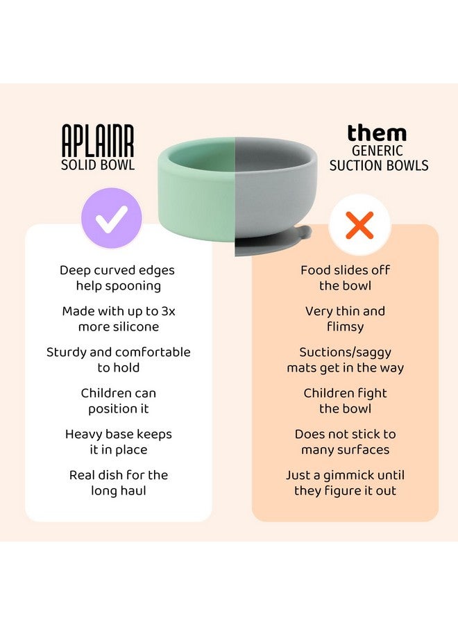 APLAINR Solid Bowl, Silicone Bowl for Baby, Toddler & Kids, 9 fl oz, Non Slip, Heavy Base, Deep, Microwave & Dishwasher Safe, No BPA, Cereal, Soup, Snack Dishes & Dinnerware, Blue Hour - Image 2
