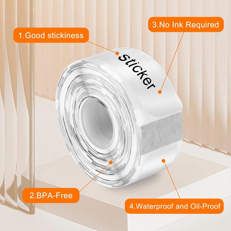 Pinsit Label Maker Tape, 3 Rolls Label Print Paper, 12mm x 40mm Clear Sticker Thermal Paper, Self-Adhesive Label Maker Tape, Waterproof Label Maker Tape Paper for Office Household Supplies(Clear-480Labels) - Image 3