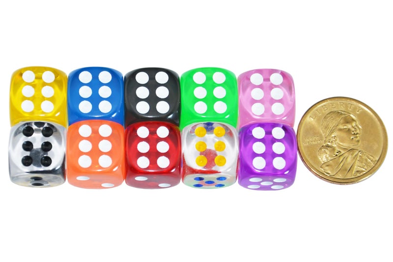 SmartDealsPro 10-Pack D6 Six Sided 16mm Transparent Dice Die for DND, MTG, RPG, Tenzi, Yahtze, Bunco, Table Borad Games, Math Teaching - Image 2