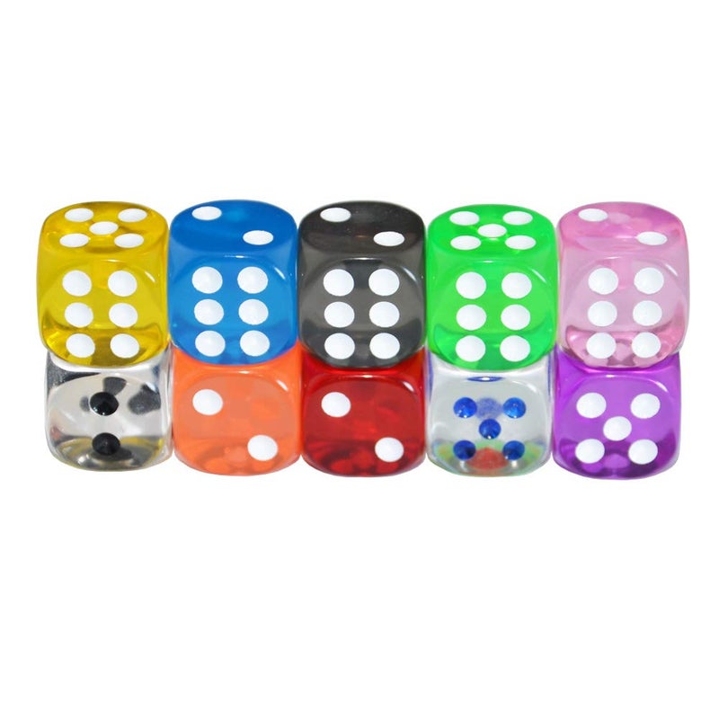 SmartDealsPro 10-Pack D6 Six Sided 16mm Transparent Dice Die for DND, MTG, RPG, Tenzi, Yahtze, Bunco, Table Borad Games, Math Teaching - Image 3
