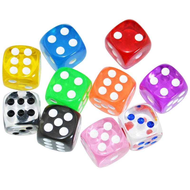 SmartDealsPro 10-Pack D6 Six Sided 16mm Transparent Dice Die for DND, MTG, RPG, Tenzi, Yahtze, Bunco, Table Borad Games, Math Teaching - Image 1