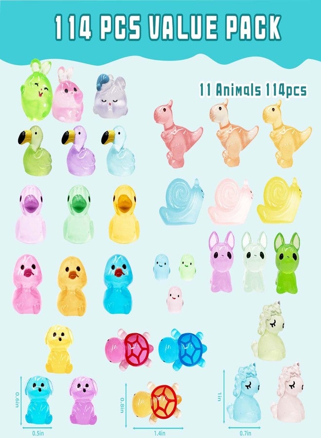 HAPTIME 113Pcs Luminous Mini Resin Animals Glass Animals Figures to Hide Trinkets Miniature Figurines Glow in Dark Mini Ducks Dinosaurs Frogs for Landscape Dollhouse Decor Fairy Garden Accessories - Image 2