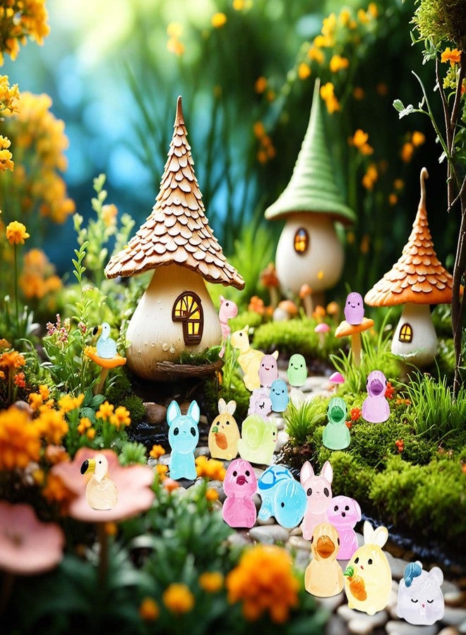 HAPTIME 113Pcs Luminous Mini Resin Animals Glass Animals Figures to Hide Trinkets Miniature Figurines Glow in Dark Mini Ducks Dinosaurs Frogs for Landscape Dollhouse Decor Fairy Garden Accessories - Image 4