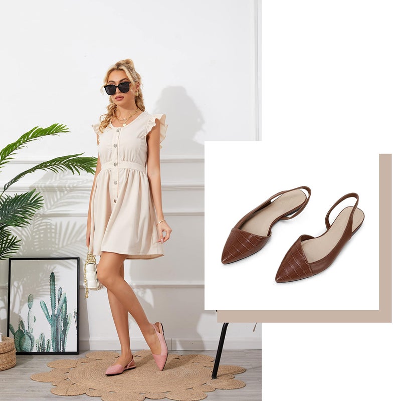 LAICIGO Womens Slingback Flats Closed Pointed Toe Animal Print Low Heel Sandals Slip On Comfortable Shoes - Image 2