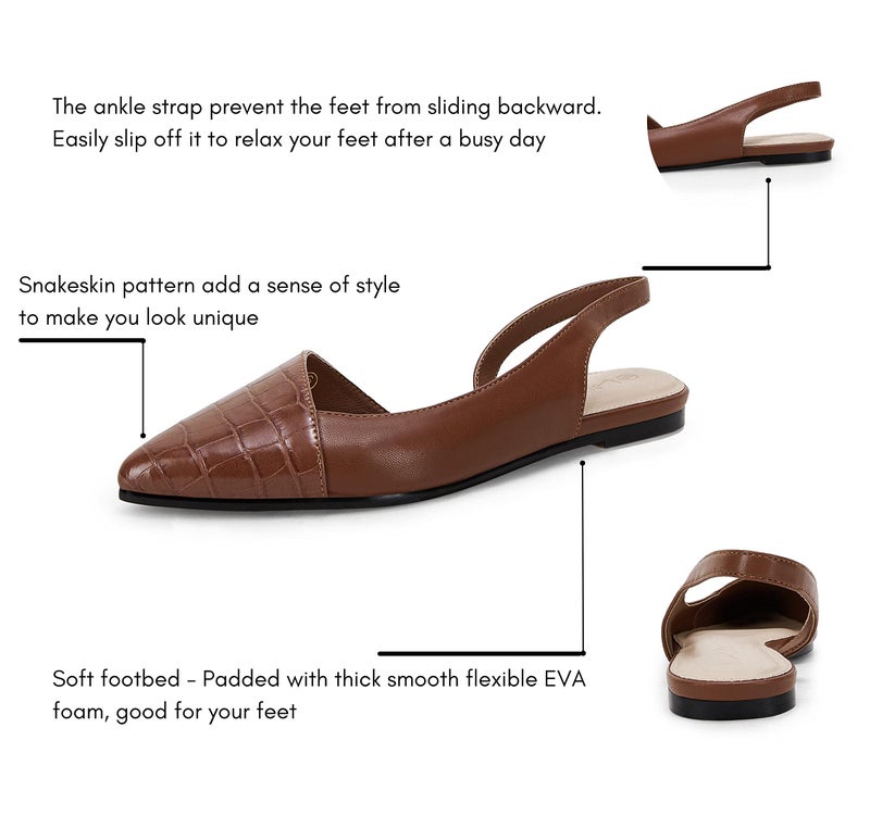 LAICIGO Womens Slingback Flats Closed Pointed Toe Animal Print Low Heel Sandals Slip On Comfortable Shoes - Image 3