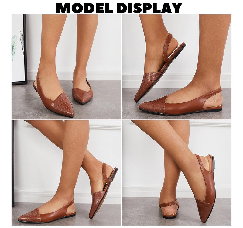 LAICIGO Womens Slingback Flats Closed Pointed Toe Animal Print Low Heel Sandals Slip On Comfortable Shoes - Image 4