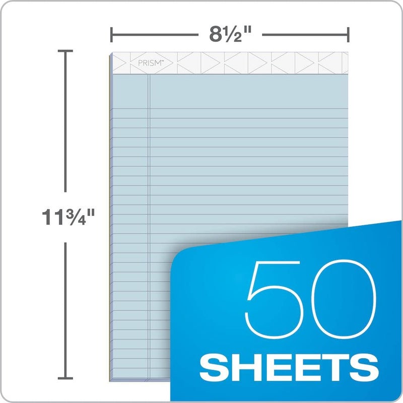 Tops Prism Writing Pads, 8-1/2" x 11-3/4", Legal Rule, Blue, Perforated, 50 Sheets, 12 Pack (63120) - Image 4