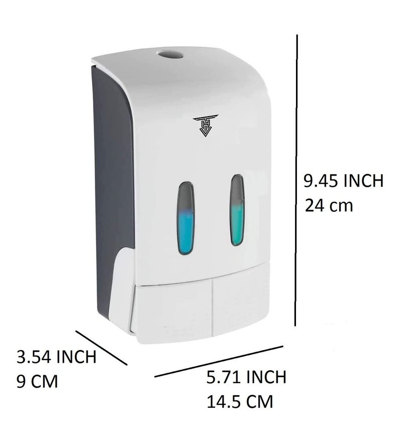 TARGET HYGIENE Manual Soap Dispenser Wall Mounted Manual Shampoo Shower Gel Soap Hand Sanitizer Plastic Liquid Dispenser Dual 550ml 550ml - Image 3