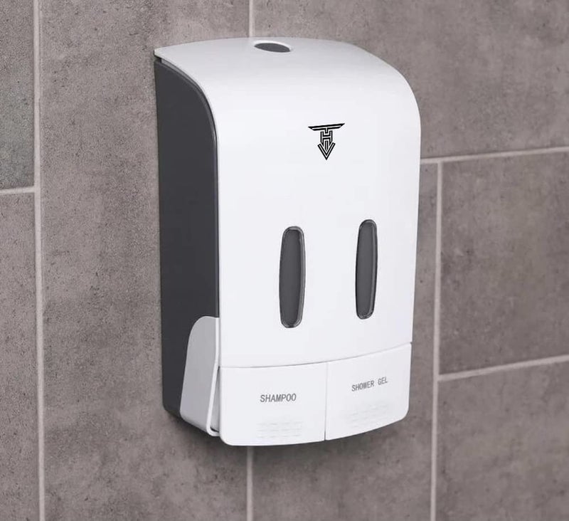 TARGET HYGIENE Manual Soap Dispenser Wall Mounted Manual Shampoo Shower Gel Soap Hand Sanitizer Plastic Liquid Dispenser Dual 550ml 550ml - Image 1