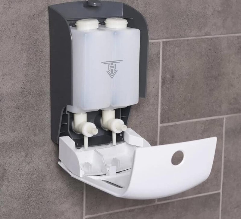 TARGET HYGIENE Manual Soap Dispenser Wall Mounted Manual Shampoo Shower Gel Soap Hand Sanitizer Plastic Liquid Dispenser Dual 550ml 550ml - Image 4