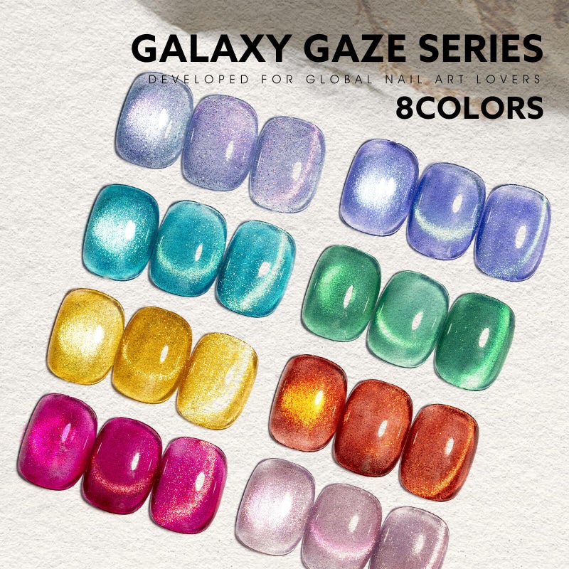 CANNI 8 Pcs 9 ML Cat Eye Gel Nail Polish Set, Red Pink Blue Green Yellow Glitter Rainbow Holographic Cat Eye Gel Polish Kit with Magnet Shimmer Colors Nail Art Manicure Salon DIY Gifts - Image 3