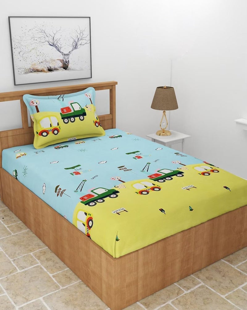 KitchDeco Kitch Deco™ Reversible Single Bed Glace Cotton 1 Kids Comforter & 1 Single Flat Bed Sheet with 1 Pillow Cover (Design 12) - Image 4