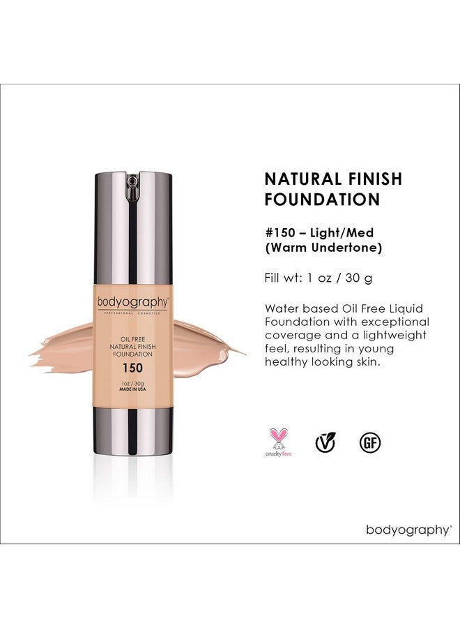 BODYOGRAPHY - NATURAL FINISH Foundation (Light Medium #150): Oil-Free Anti-Aging Salon Natural Finish w/ Vitamin E, C, Antioxidants | Vegan, Gluten-Free, Paraben-Free - Image 2