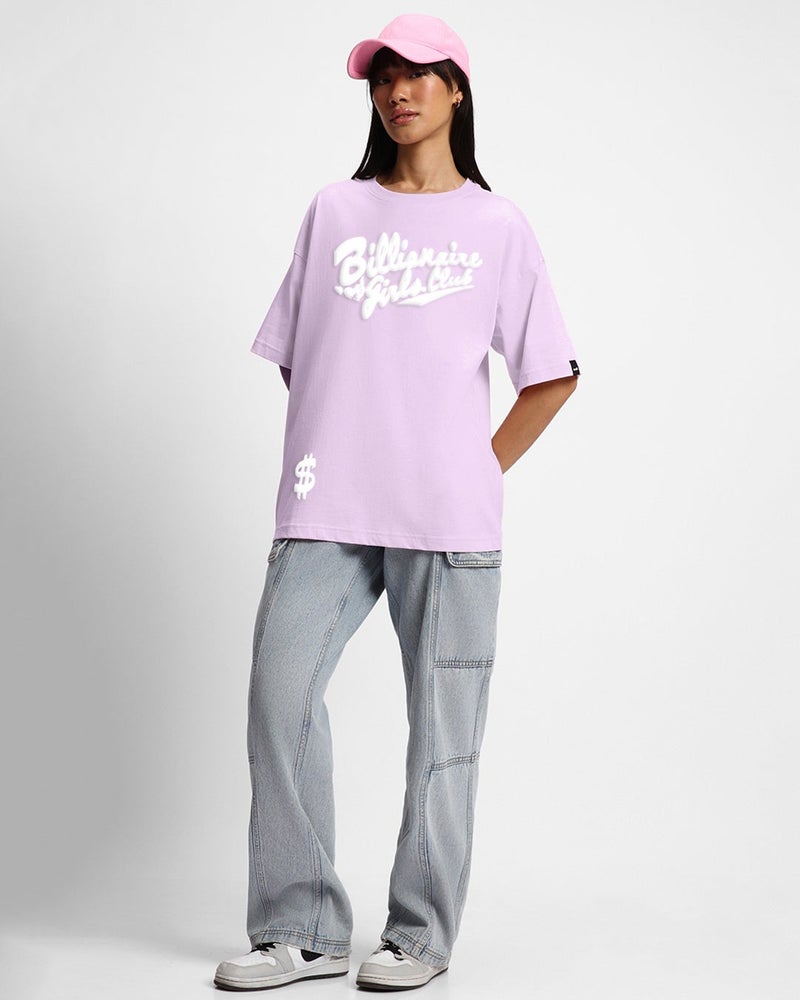 bewakoof Women's Purple Billionaire Girls Club Graphic Printed Oversized T-shirt - Image 5
