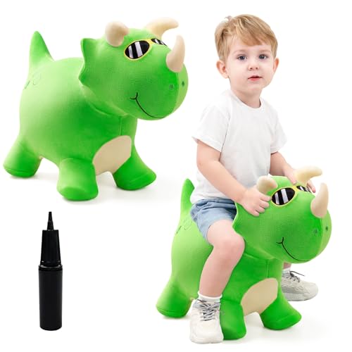 EVERICH TOY Bouncy Horse Dinosaur Toys Inflatable Bouncing Animal Hopping Toys Outdoor Indoor Ride on Bouncer Boys Girls Birthday Gift for 18 Month 2 3 4 5 6 Year Old Kid Plush Dinosaur Toy - Image 1