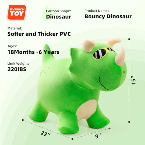 EVERICH TOY Bouncy Horse Dinosaur Toys Inflatable Bouncing Animal Hopping Toys Outdoor Indoor Ride on Bouncer Boys Girls Birthday Gift for 18 Month 2 3 4 5 6 Year Old Kid Plush Dinosaur Toy - Image 5
