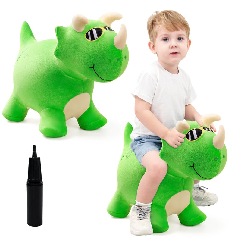 EVERICH TOY Bouncy Horse Dinosaur Toys Inflatable Bouncing Animal Hopping Toys Outdoor Indoor Ride on Bouncer Boys Girls Birthday Gift for 18 Month 2 3 4 5 6 Year Old Kid Plush Dinosaur Toy - Image 3