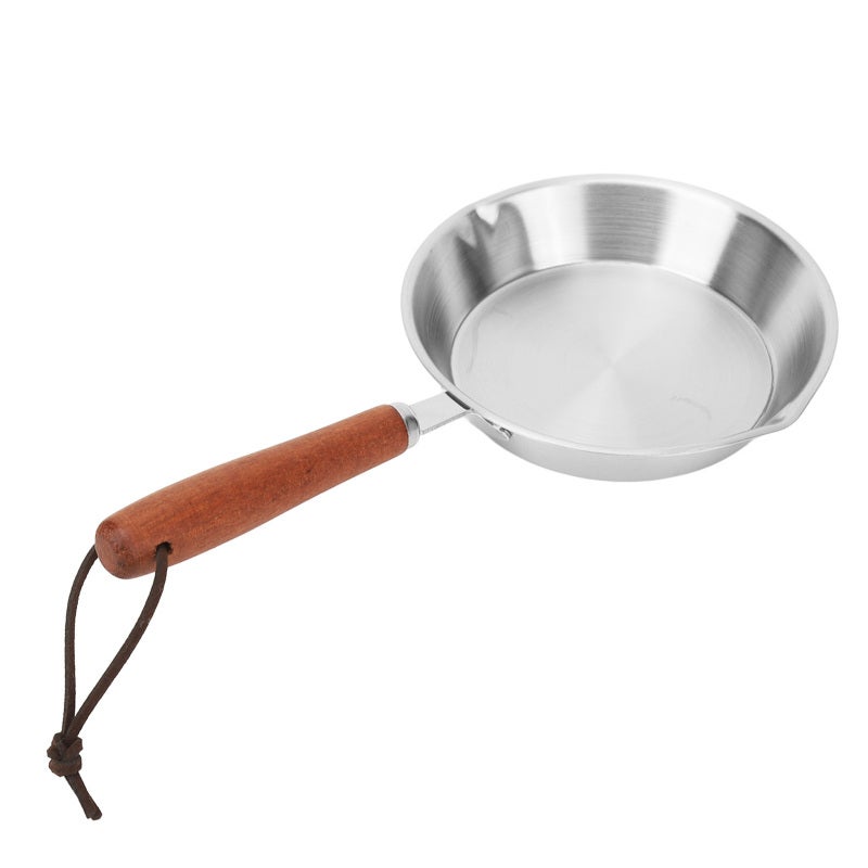 Stainless Steel Frying Pan: 3-Ply Stainless Steel Construction, Uniform & Rapid Heating, Ergonomic Wooden Handle - Versatile Fry Pan for Home Kitchen And Restaurant, Induction Cooktop Compatible - Image 4