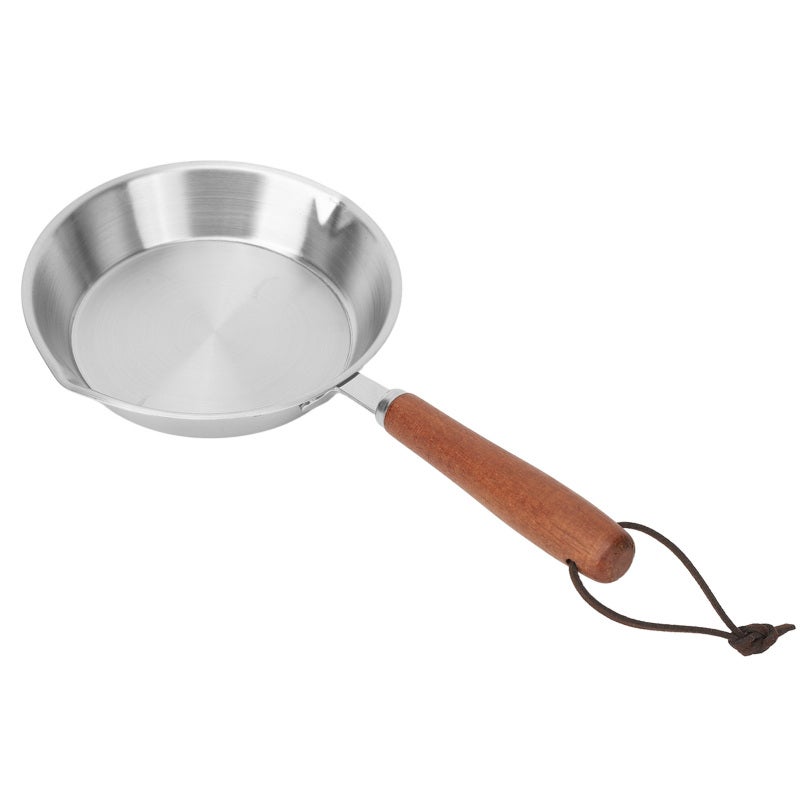 Stainless Steel Frying Pan: 3-Ply Stainless Steel Construction, Uniform & Rapid Heating, Ergonomic Wooden Handle - Versatile Fry Pan for Home Kitchen And Restaurant, Induction Cooktop Compatible - Image 3