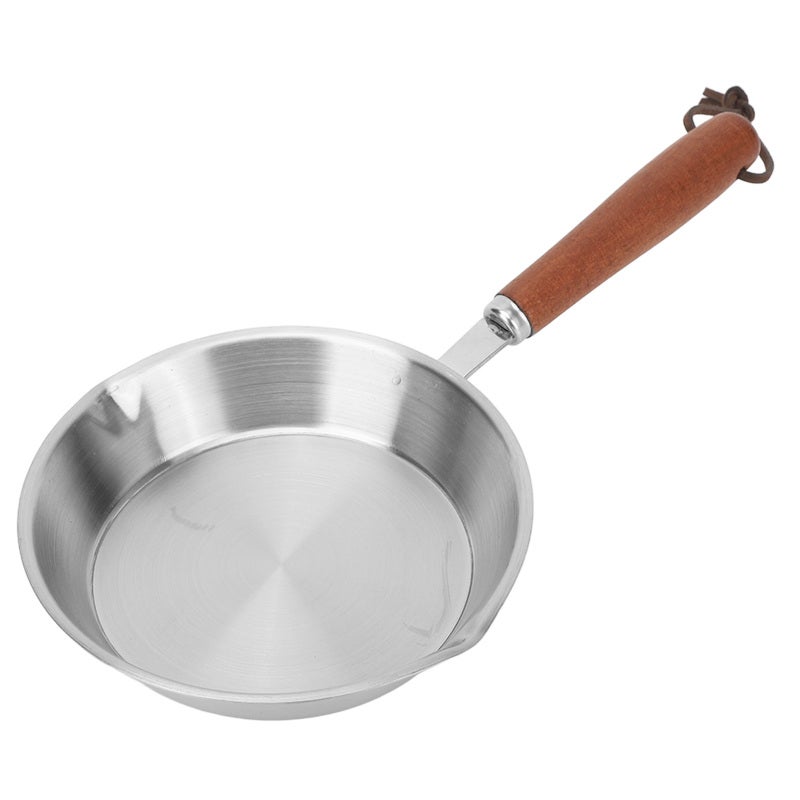 Stainless Steel Frying Pan: 3-Ply Stainless Steel Construction, Uniform & Rapid Heating, Ergonomic Wooden Handle - Versatile Fry Pan for Home Kitchen And Restaurant, Induction Cooktop Compatible - Image 2