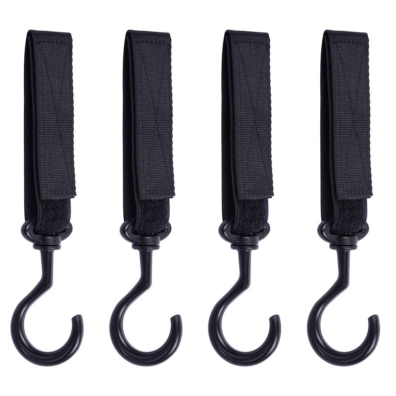 Wisdompro Car Seat Headrest Hook 4 Pack MultiPurpose Hanger for Handbag Purse Coat Clothes Grocery Bag Black