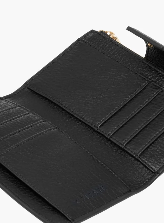سيليست Women Monogram Embossed Wallet with Zip Closure