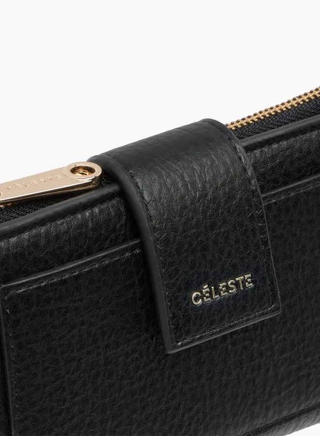 سيليست Women Monogram Embossed Wallet with Zip Closure