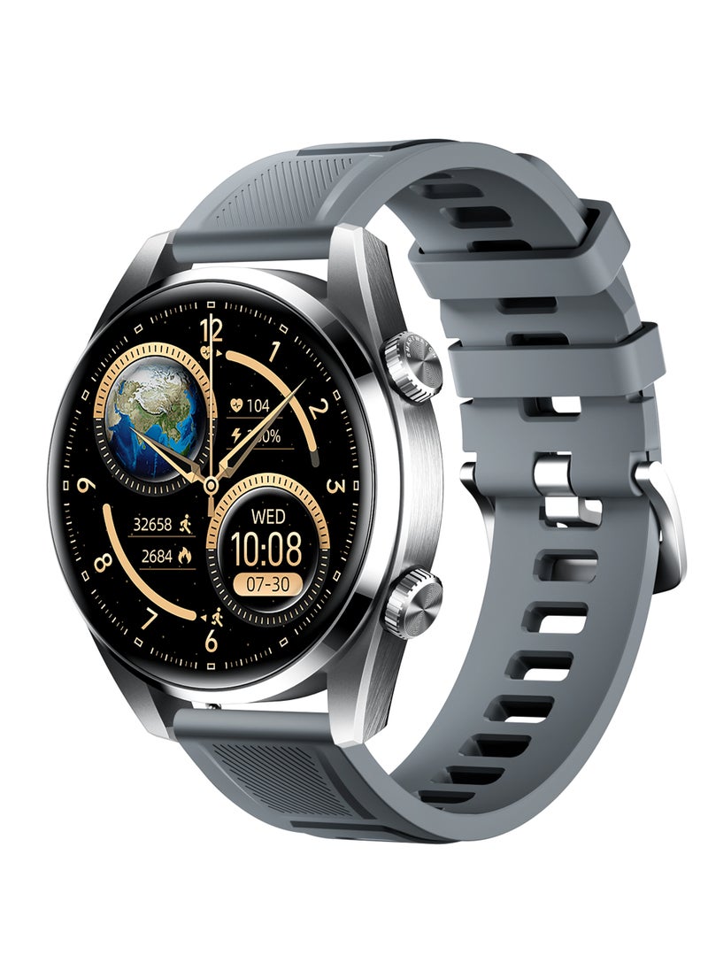 Oskar - Porodo Nebula Smart Watch Black dial with Silver Silicone Band - Image 1