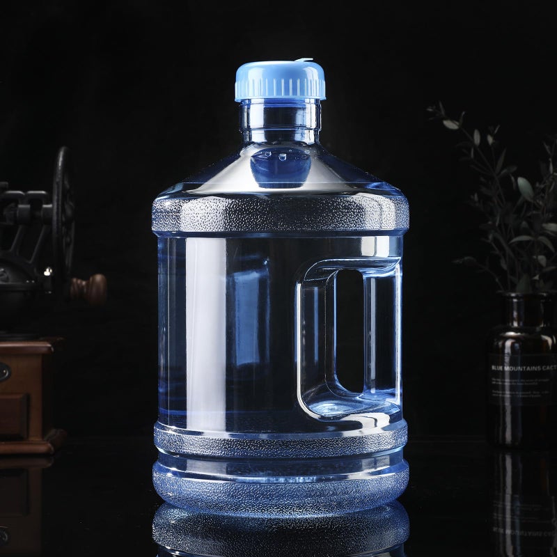 Hoolerry 1 Pieces Water Bottle 1 Gallon Round Plastic Water Jug with Handle Reusable Leak Proof Bottle for Gym Sports Office Daily Cold Liquids Drinking Use, Blue - Image 4